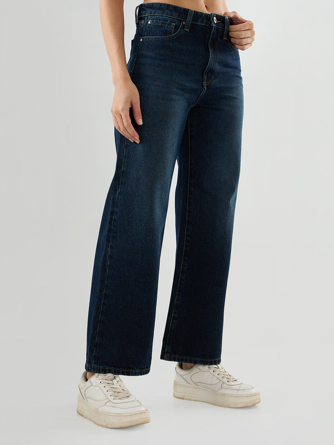 Women Bella-Wide Jeans Wide Leg Dark Blue High Rise