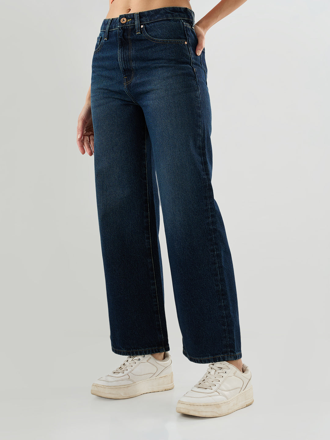 Women Bella-Wide Jeans Wide Leg Dark Blue High Rise