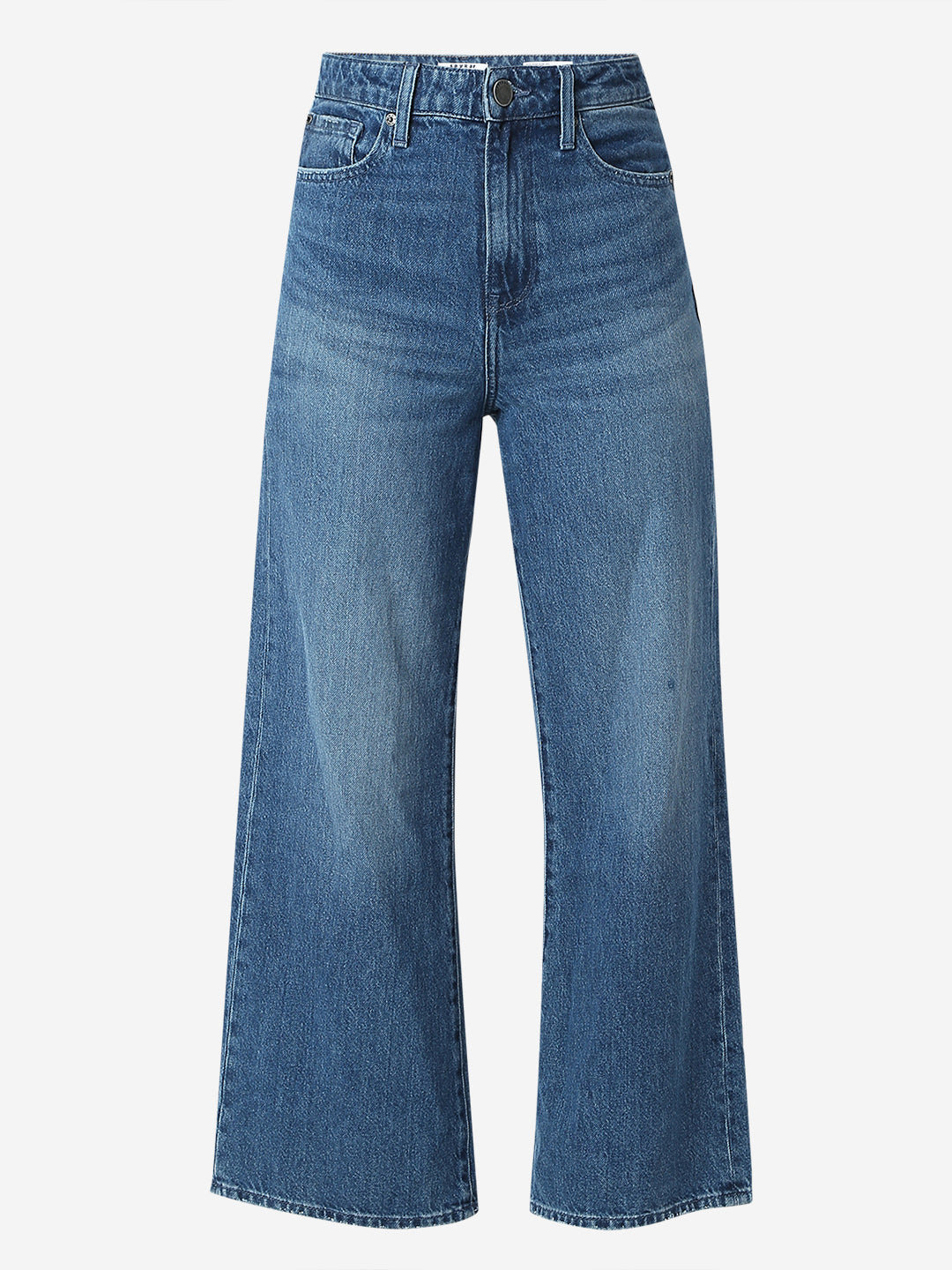 Spykar Mid Blue Wide Leg High Rise Jeans For Women