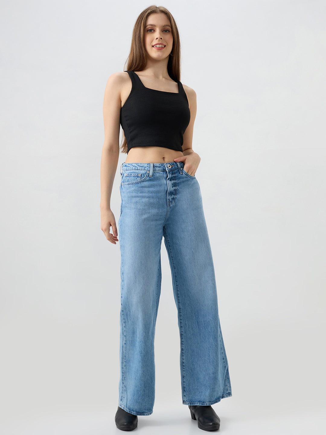 Women Bella-Wide Jeans Wide Leg Blue High Rise