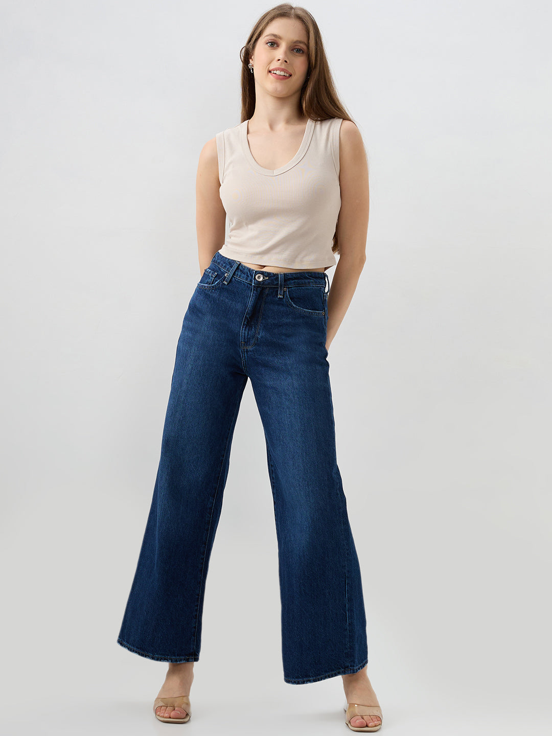 Women Bella-Wide Jeans Wide Leg Blue High Rise