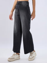 Women Jeans Wide Leg Black High Rise