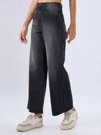 Women Jeans Wide Leg Black High Rise