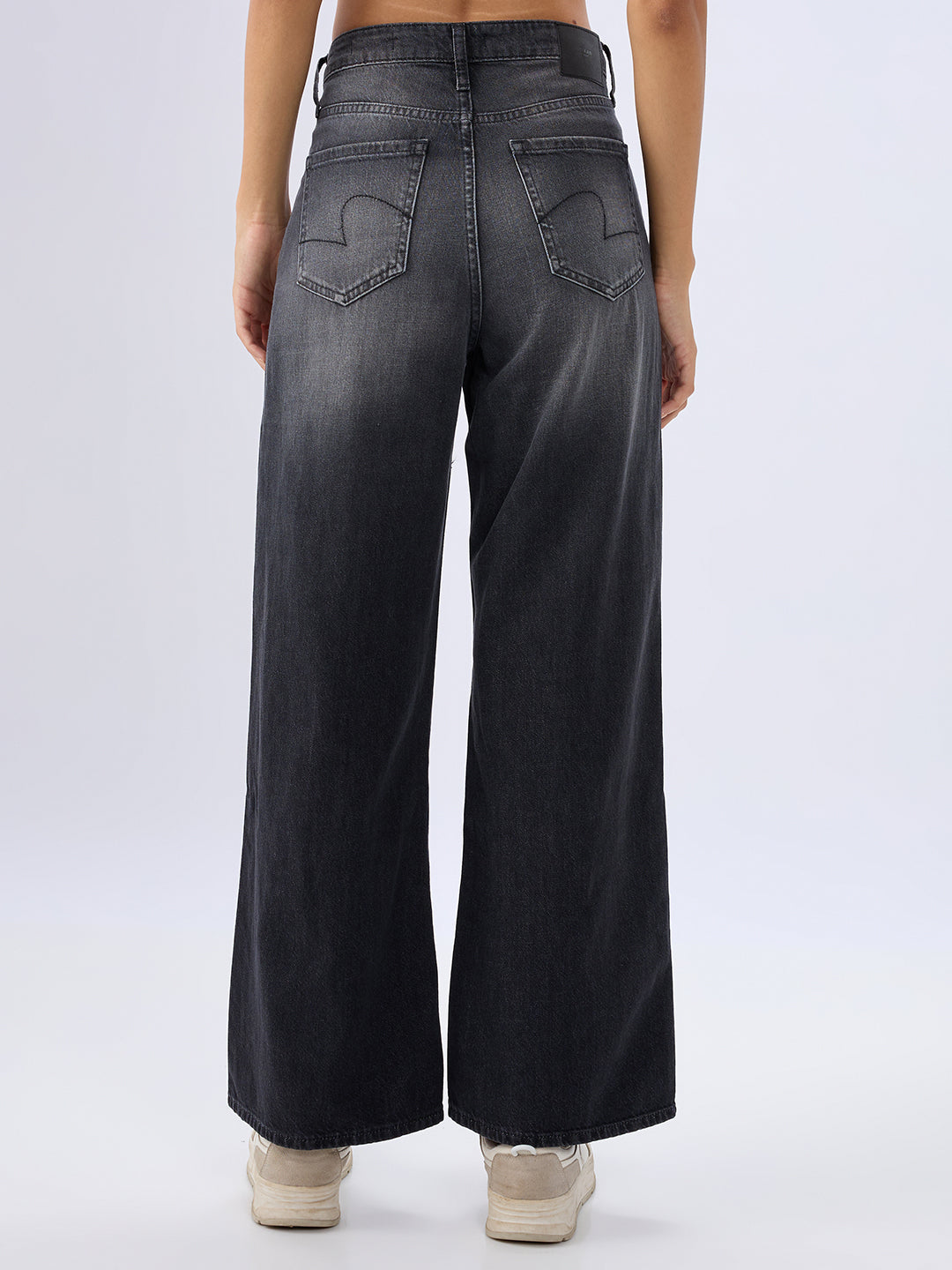 Spykar Black Wide Leg High Rise Jeans For Women