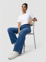 Women Bella-Wide Jeans Wide Leg Mid Blue High Rise