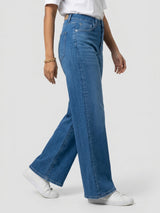 Women Bella-Wide Jeans Wide Leg Mid Blue High Rise