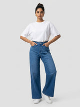 Women Bella-Wide Jeans Wide Leg Mid Blue High Rise