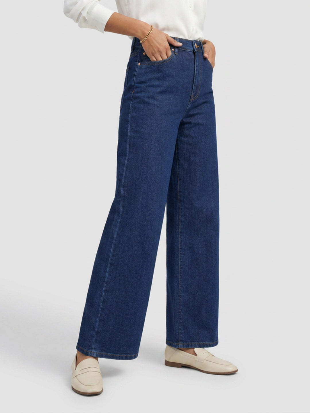 Women Bella-Wide Jeans Wide Leg Dark Blue High Rise