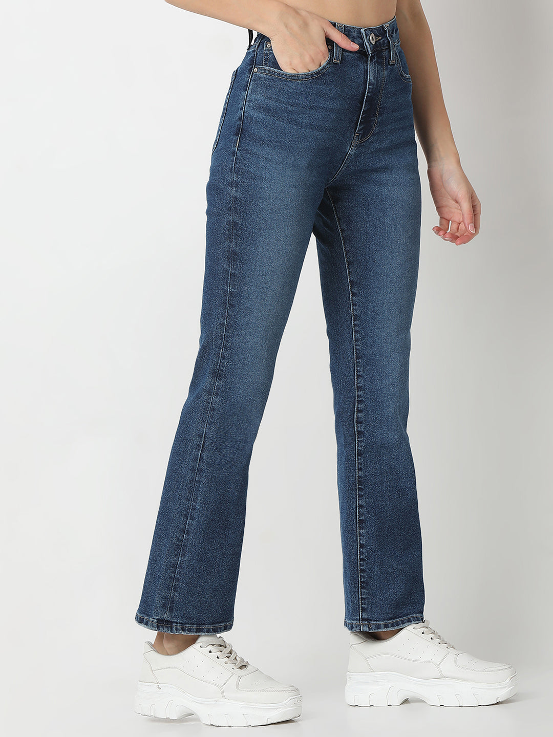 Spykar Boot Cut Fit High Rise Cotton Lycra Jeans For Women