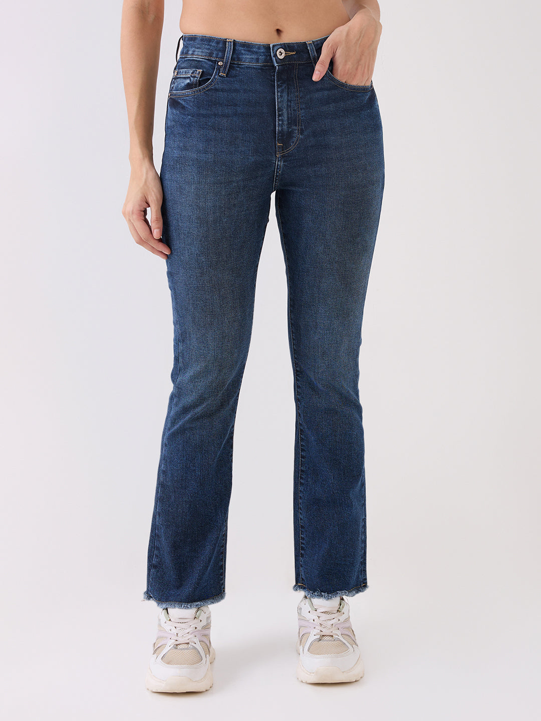 Spykar Blue High Rise Boot Cut Casual Jeans For Women