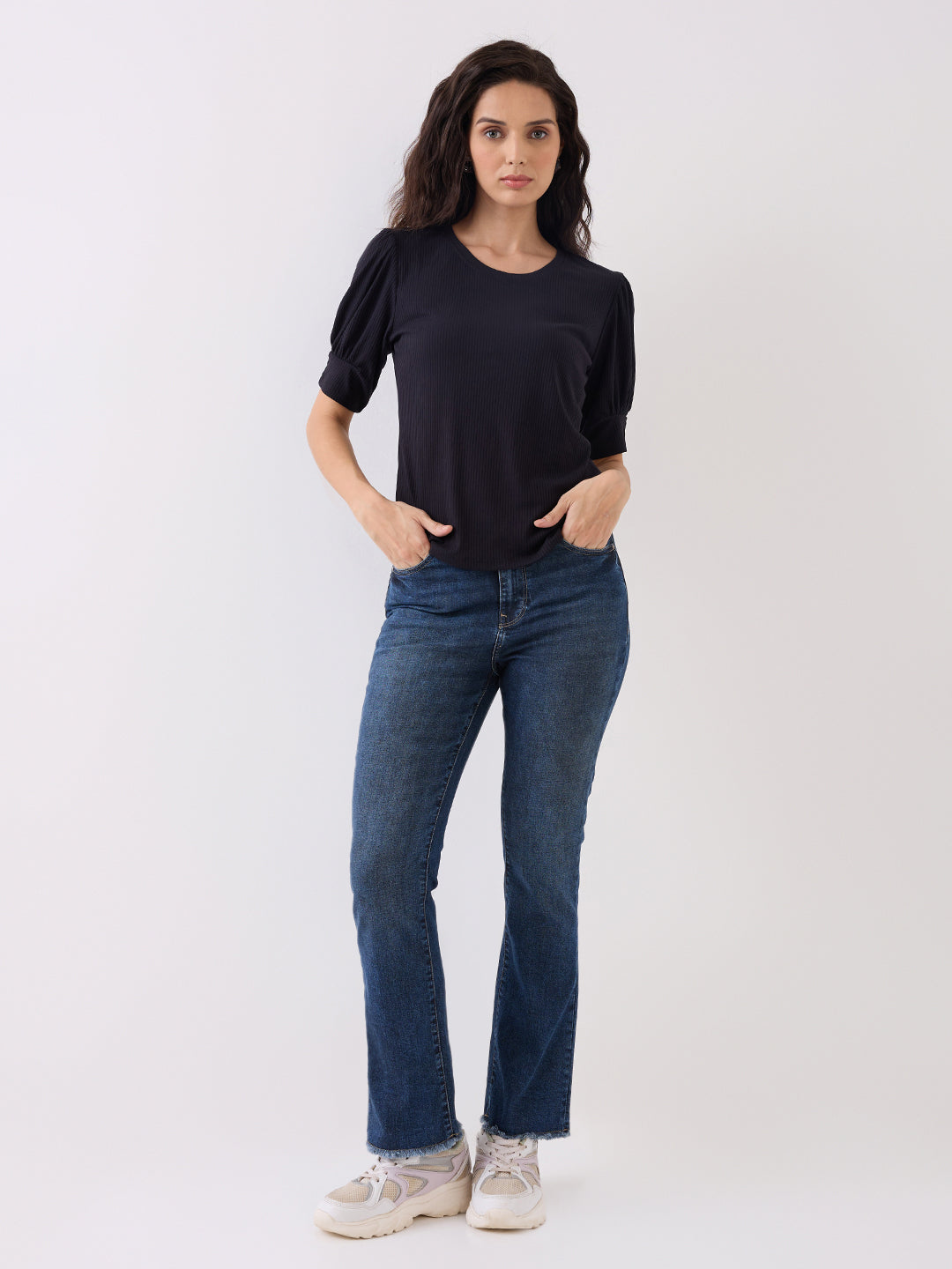 Spykar Blue High Rise Boot Cut Casual Jeans For Women