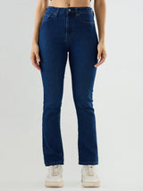 Women Elissa Jeans Boot Cut Fit Dark Blue High Rise