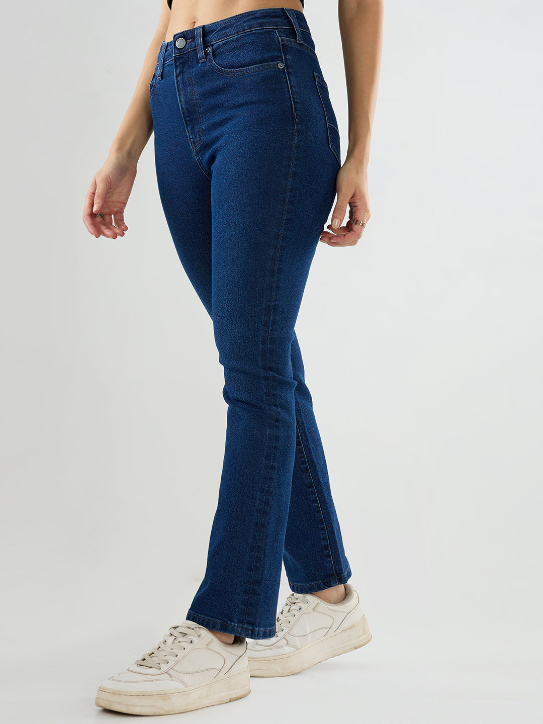 Women Elissa Jeans Boot Cut Fit Dark Blue High Rise