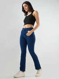 Women Elissa Jeans Boot Cut Fit Dark Blue High Rise
