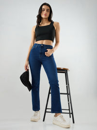 Women Elissa Jeans Boot Cut Fit Dark Blue High Rise
