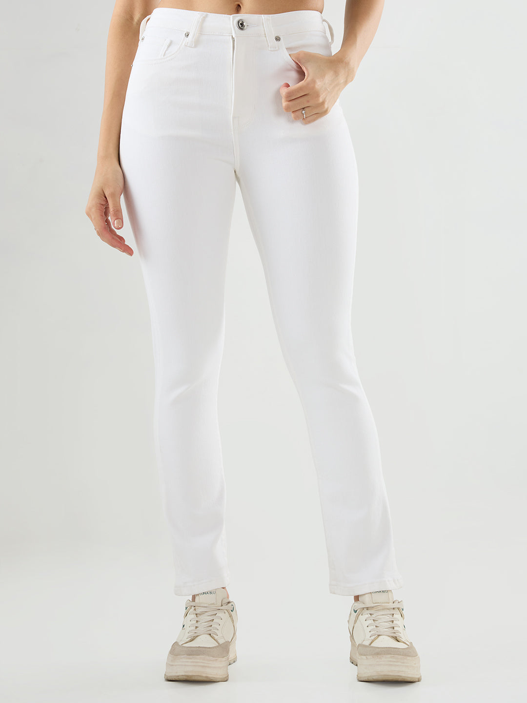 Women Elissa Jeans Boot Cut Fit White High Rise