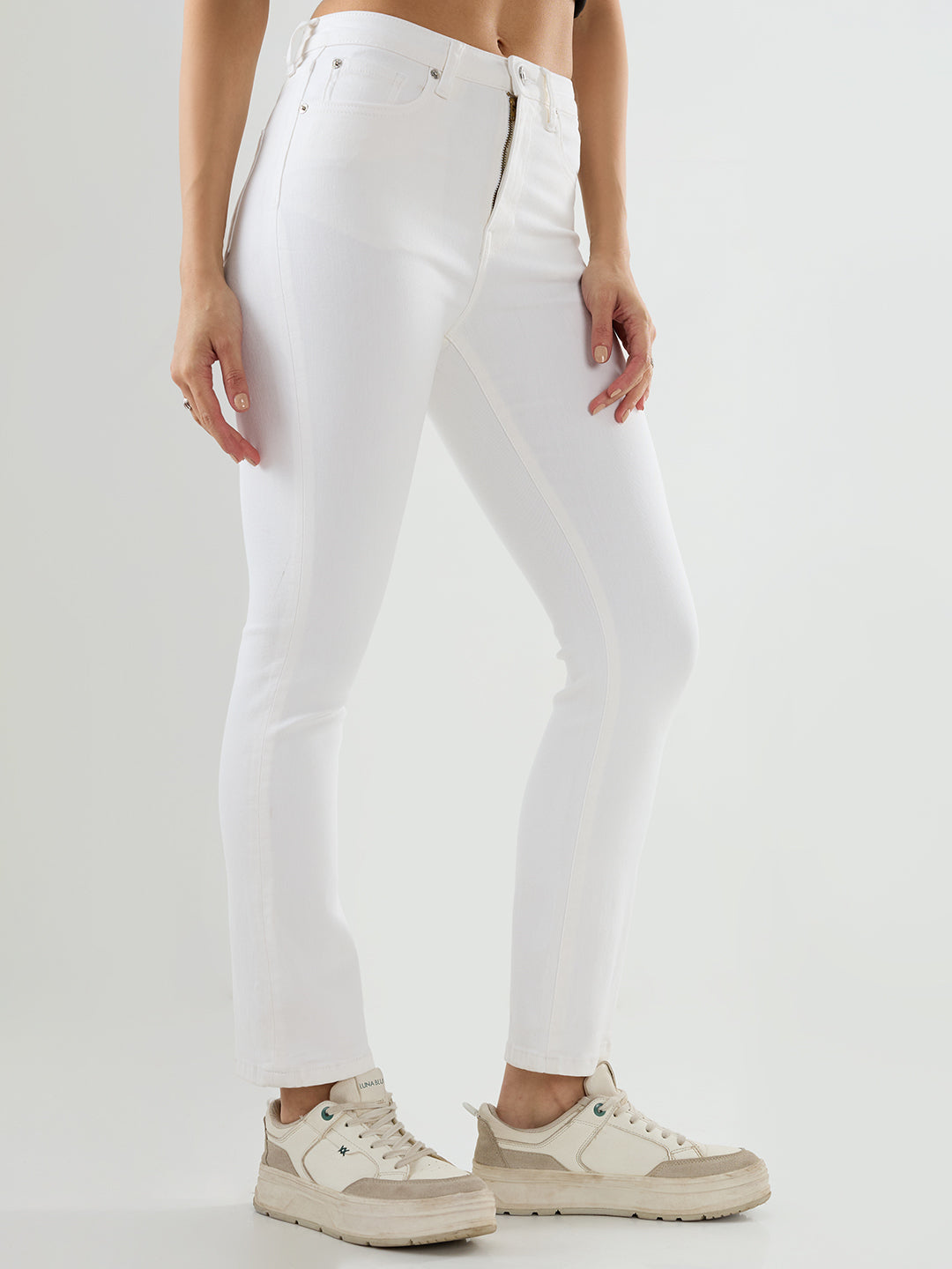 Women Elissa Jeans Boot Cut Fit White High Rise