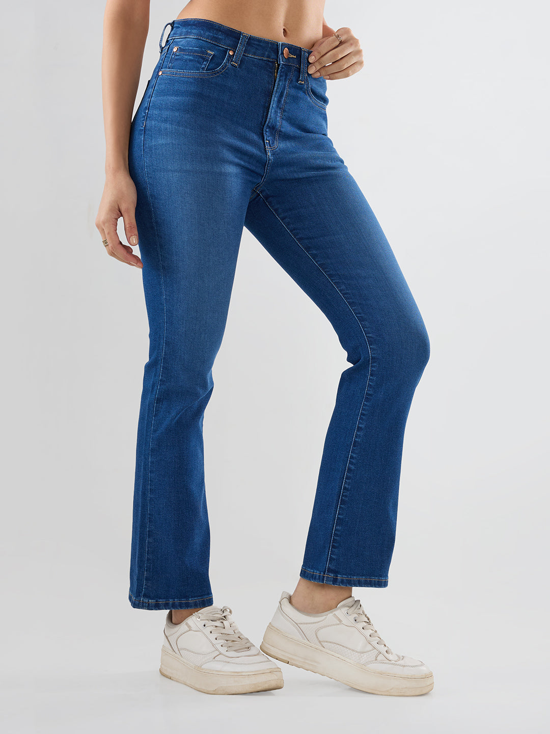 Women Elissa Jeans Boot Cut Fit Vintage Blue High Rise