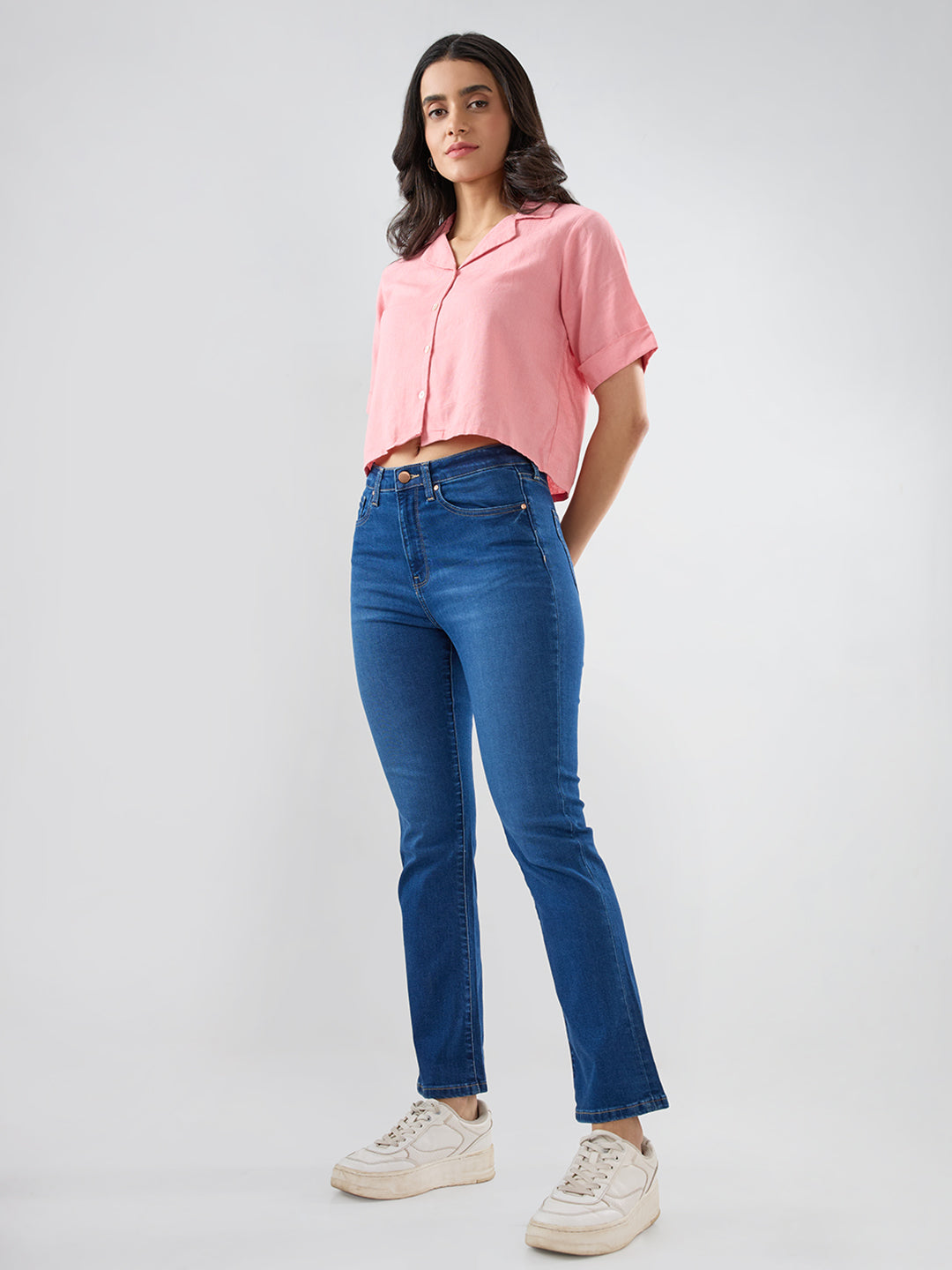 Women Elissa Jeans Boot Cut Fit Vintage Blue High Rise