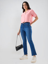 Women Elissa Jeans Boot Cut Fit Vintage Blue High Rise