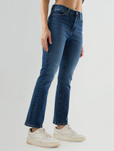 Women Elissa Jeans Boot Cut Fit Mid Blue High Rise