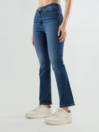 Women Elissa Jeans Boot Cut Fit Mid Blue High Rise