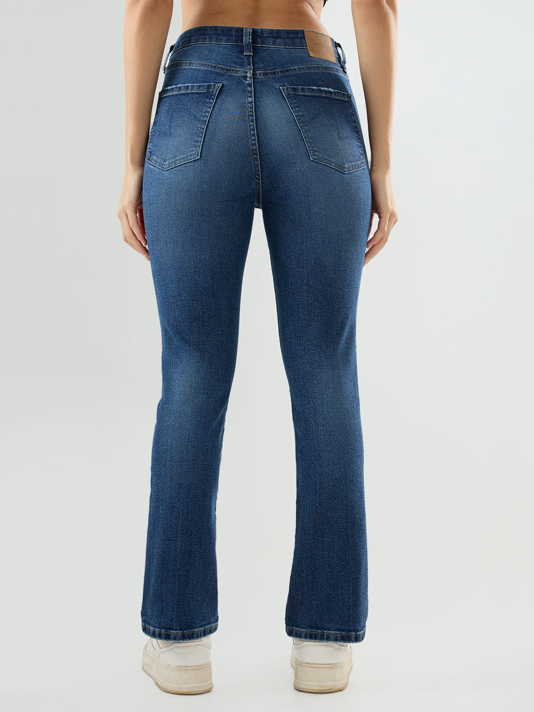 Women Elissa Jeans Boot Cut Fit Mid Blue High Rise