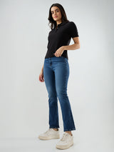 Women Elissa Jeans Boot Cut Fit Mid Blue High Rise