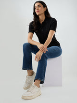 Women Elissa Jeans Boot Cut Fit Mid Blue High Rise