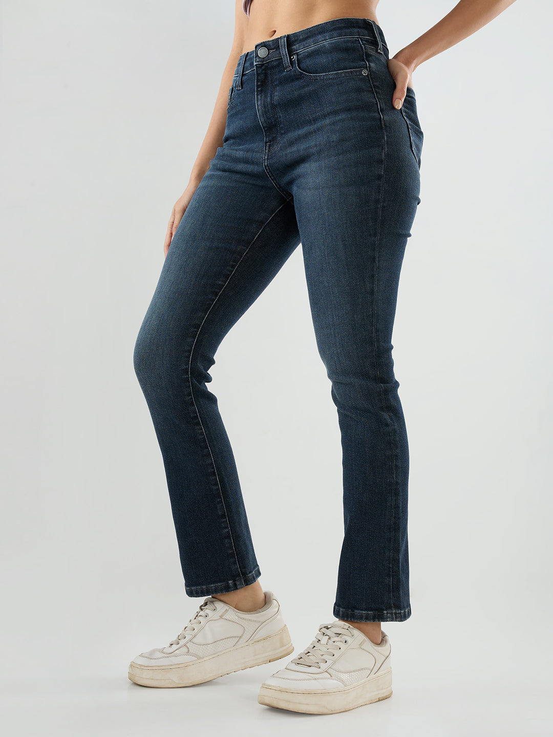 Women Elissa Jeans Boot Cut Fit Grey High Rise