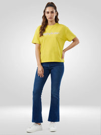 Women Jeans Boot Cut Fit Dark Blue High Rise