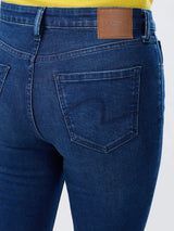 Women Jeans Boot Cut Fit Dark Blue High Rise