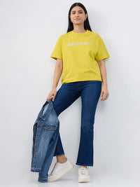 Women Jeans Boot Cut Fit Dark Blue High Rise