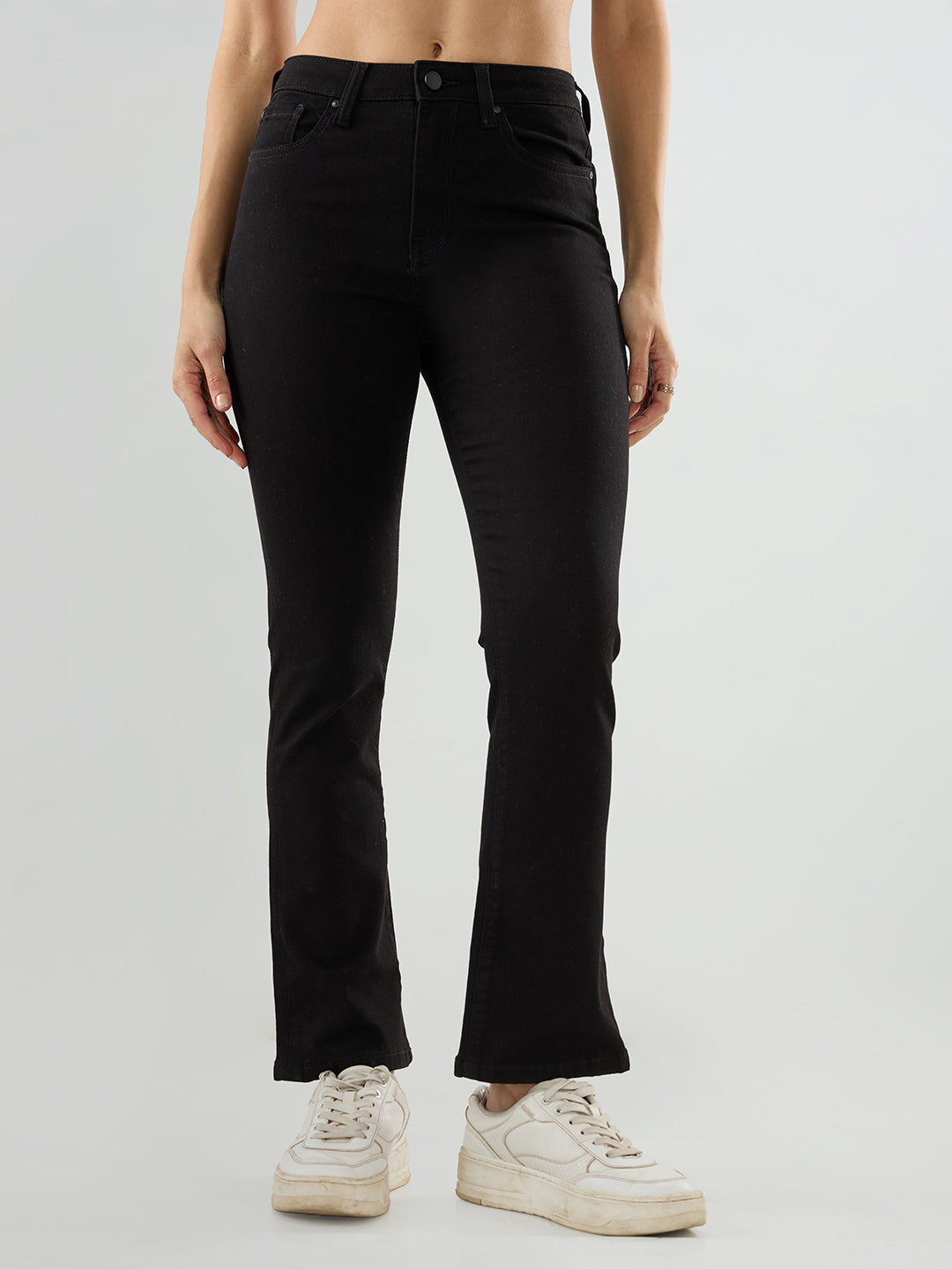 Women Elissa Jeans Boot Cut Fit Jet Black High Rise