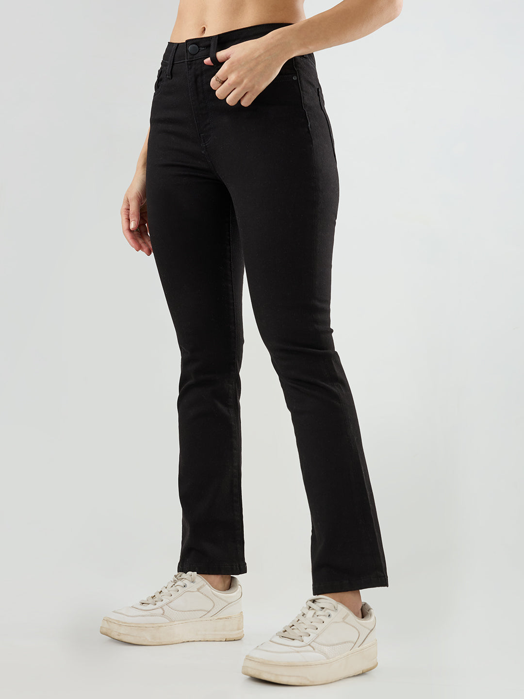 Women Elissa Jeans Boot Cut Fit Jet Black High Rise