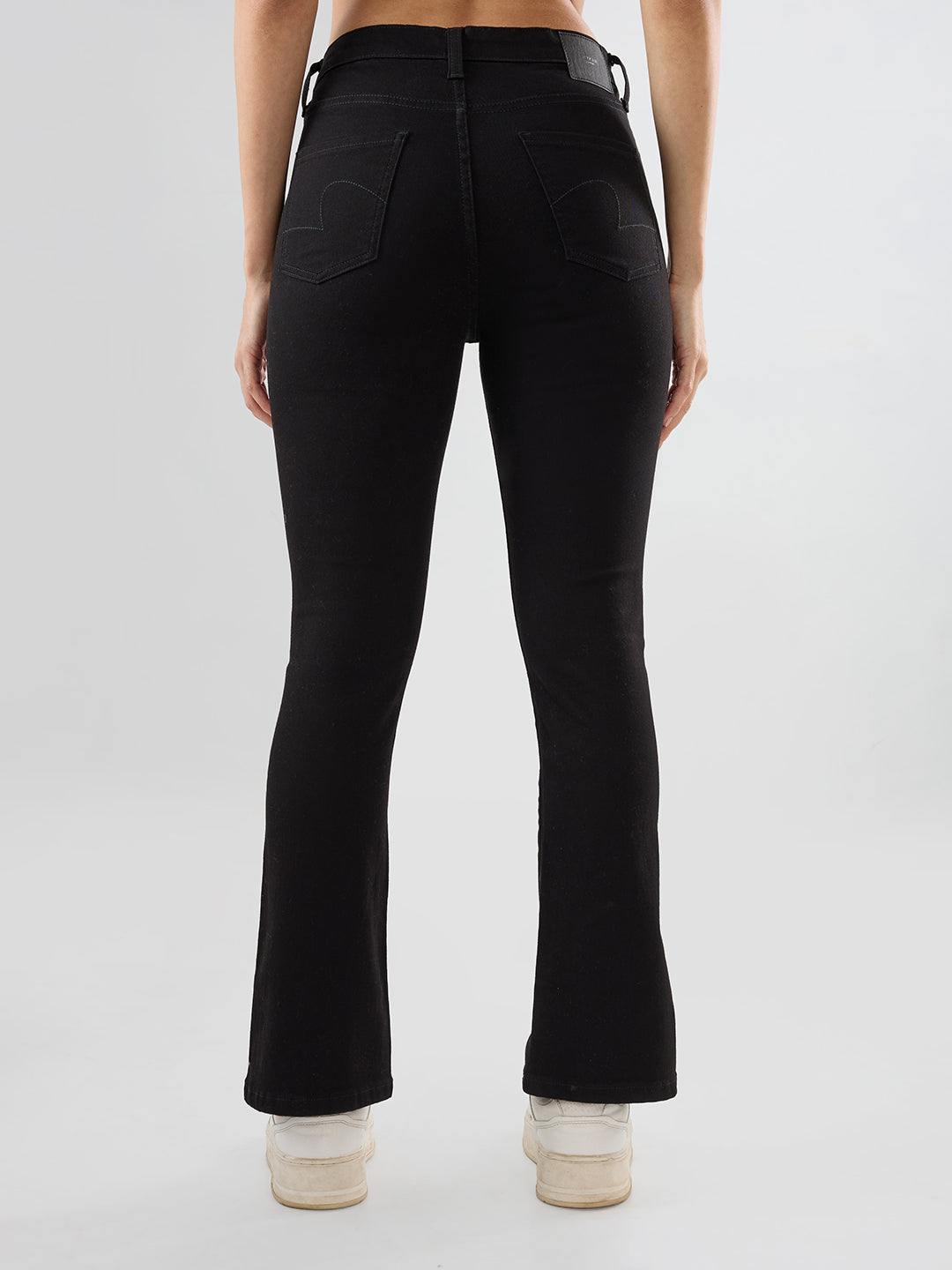 Women Elissa Jeans Boot Cut Fit Jet Black High Rise