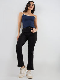 Women Elissa Jeans Boot Cut Fit Jet Black High Rise
