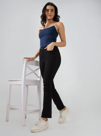 Women Elissa Jeans Boot Cut Fit Jet Black High Rise