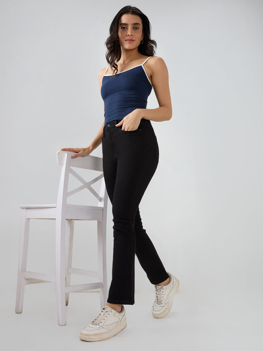 Women Elissa Jeans Boot Cut Fit Jet Black High Rise