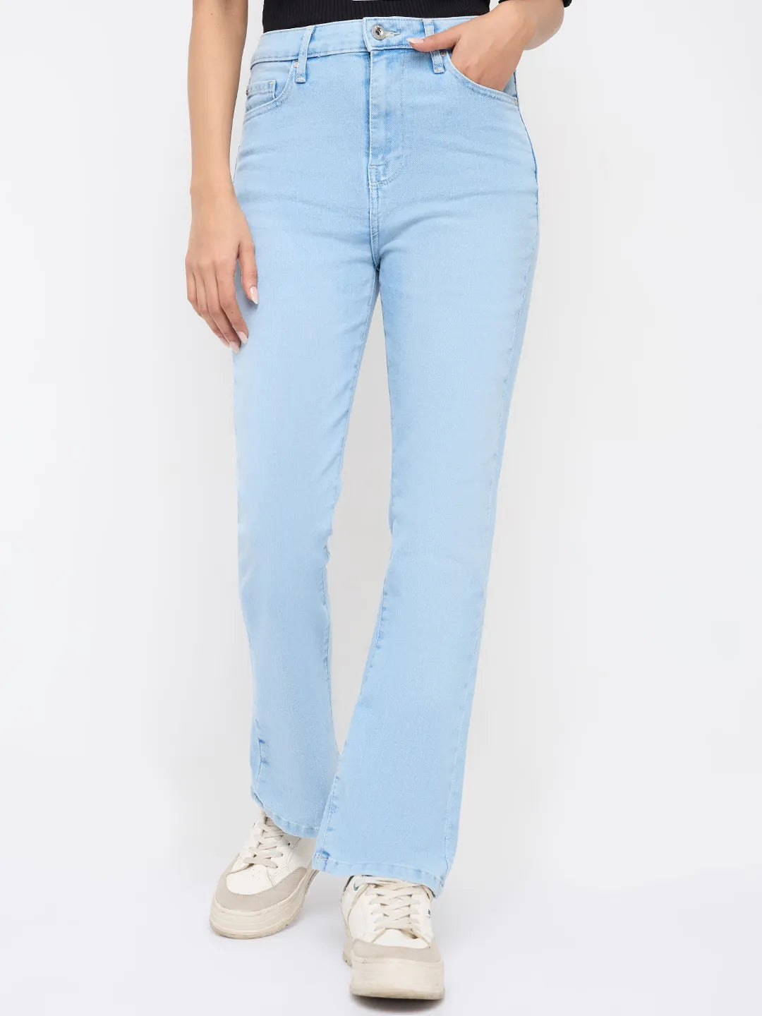 Women Elissa Jeans Boot Cut Fit Ice Blue High Rise