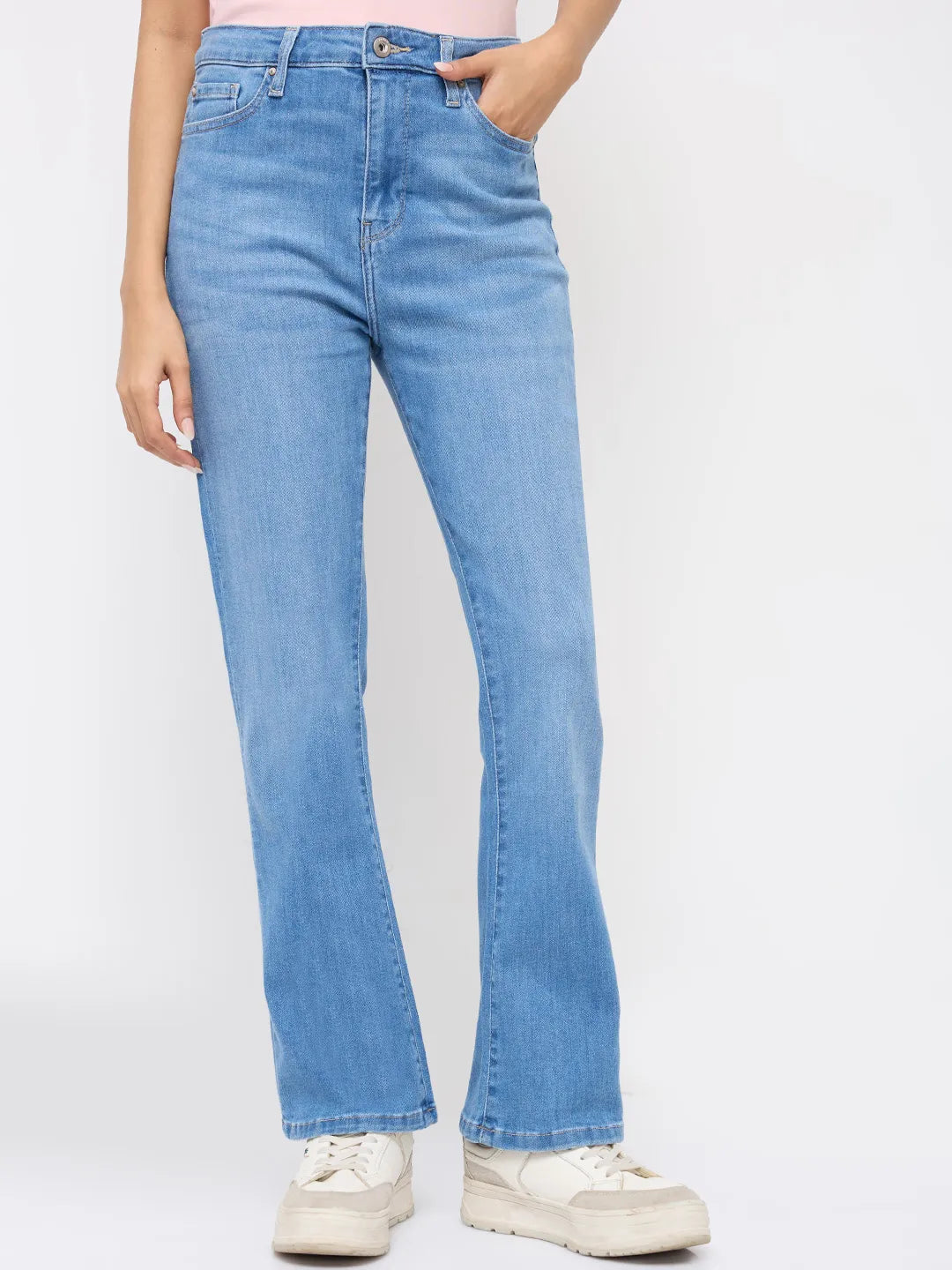 Women Elissa Jeans Boot Cut Fit Light Blue High Rise