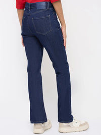 Women Elissa Jeans Boot Cut Fit Dark Blue High Rise