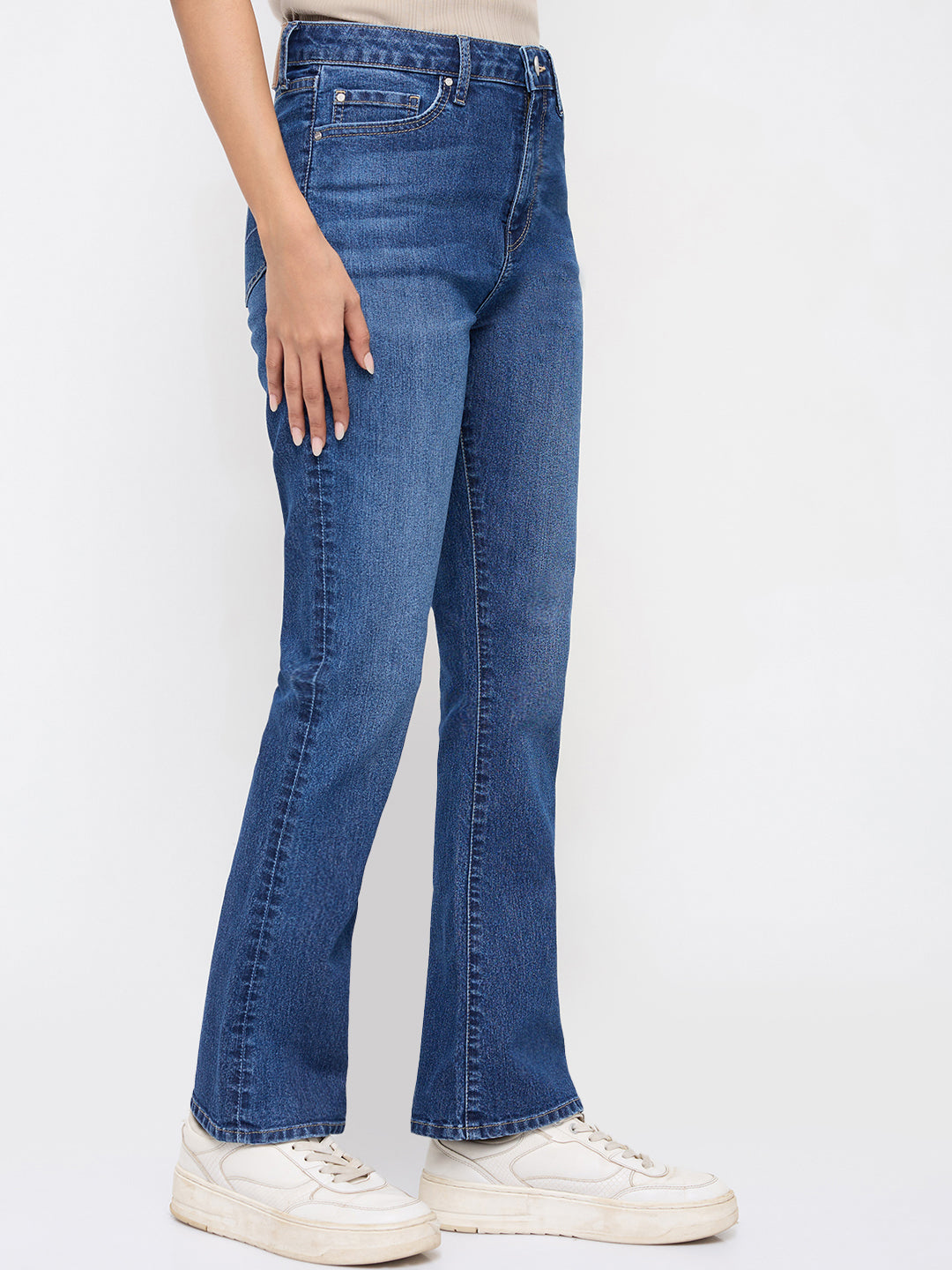 Women Elissa Jeans Boot Cut Fit Mid Blue High Rise