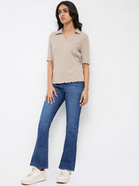 Women Elissa Jeans Boot Cut Fit Mid Blue High Rise