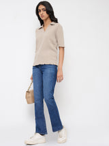 Women Elissa Jeans Boot Cut Fit Mid Blue High Rise