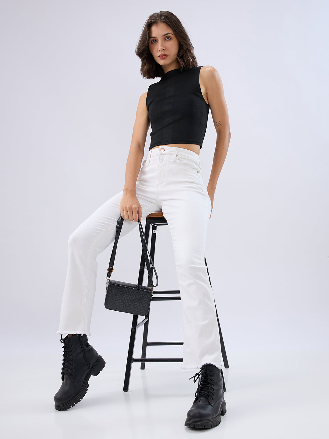 Spykar White High Rise Boot Cut Fit Jeans For Womens