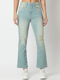 Women Elissa Jeans Boot Cut Fit Blue High Rise