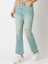 Women Elissa Jeans Boot Cut Fit Blue High Rise