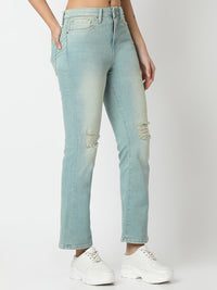 Women Elissa Jeans Boot Cut Fit Blue High Rise