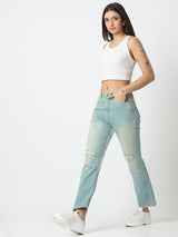 Women Elissa Jeans Boot Cut Fit Blue High Rise